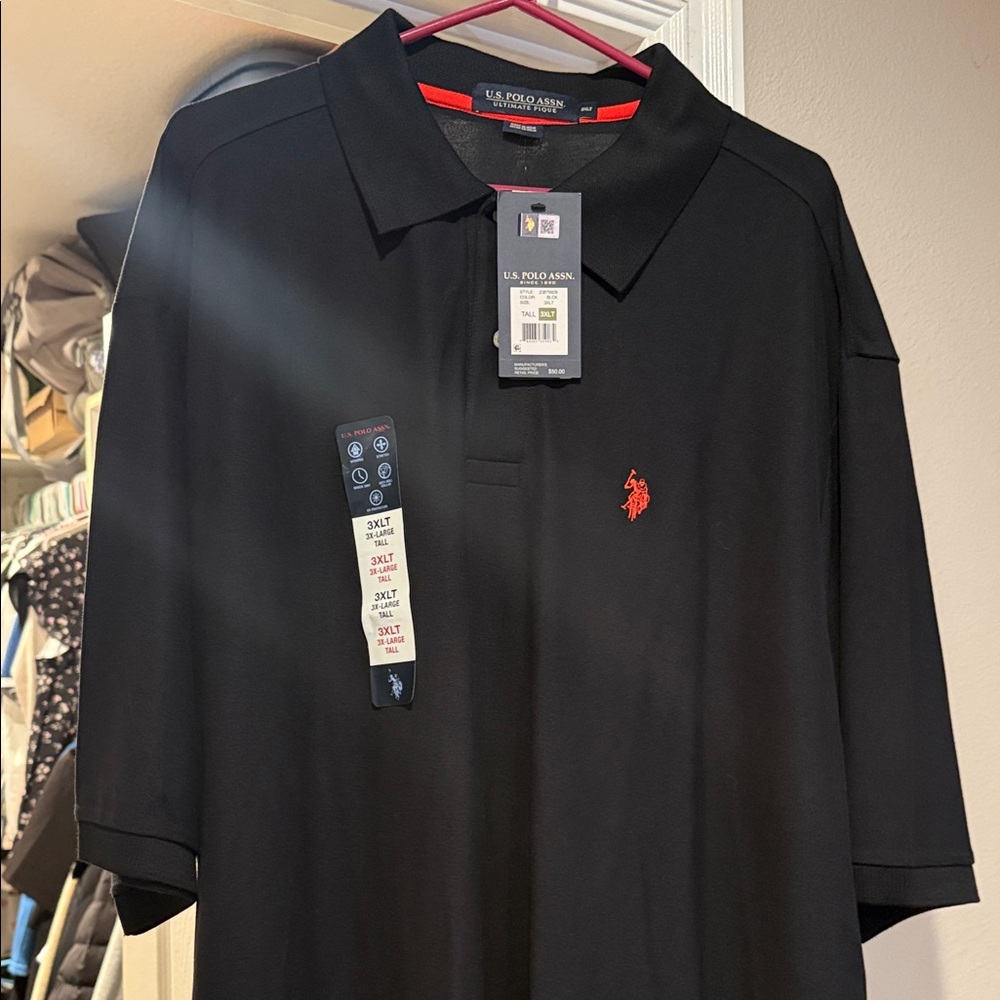 U.S. Polo Assn. Men's Black Polo with Red Logo